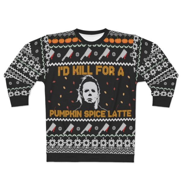 Horror Ugly Sweater Mike Myers Pumpkin Spice Latte Funny Halloween Christmas Sweatshirt