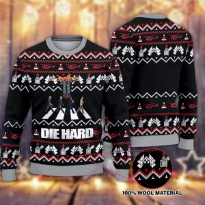 Horror Ugly Sweater Die Hard Aber Road Funny Halloween Christmas Gift