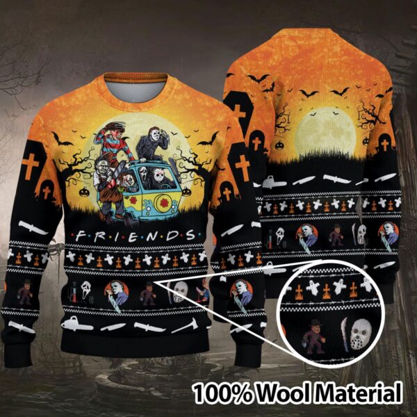 Horror Ugly Sweater Halloween Friends Movie Sweater