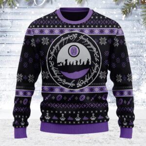 Horror Ugly Sweater Purple LOR Lord Of The Ring Gift For Halloween Christmas