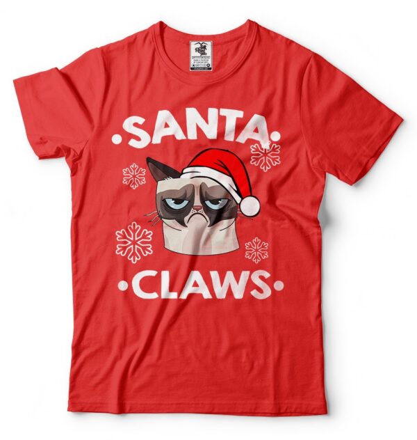 Santa Claws T-Shirt Funny Grumpy Cat Claus