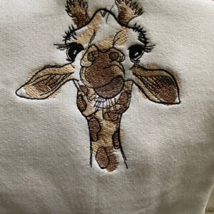 Vintage Embroidered Sweatshirt Cute Giraffe