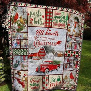 Red Truck Tree Christmas Blanket All Hearts Come Home For