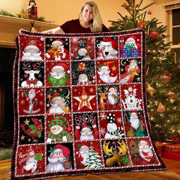 Santa And Snowman Christmas Blanket Gift For Family