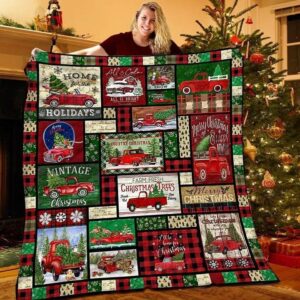 Red Car Christmas Blankets Merry Christmas Gift for Family