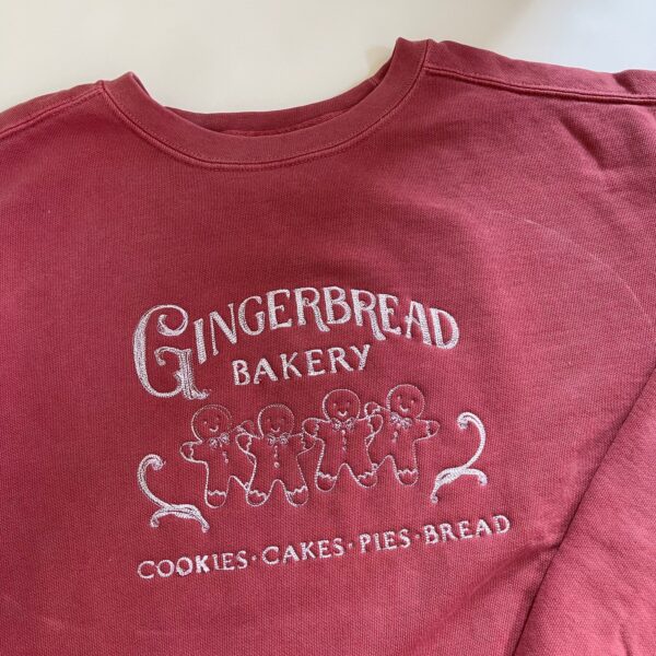 Vintage Embroidered Sweatshirt Inspired Gingerbread Bakery