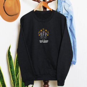 Vintage Embroidered Sweatshirt Dead Inside But Merry Dancing Skeleton Sweatshirt