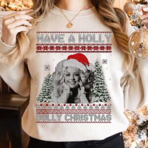 Holly Dolly Christmas Shirt Santa Dolly Parton Ugly Christmas Sweater