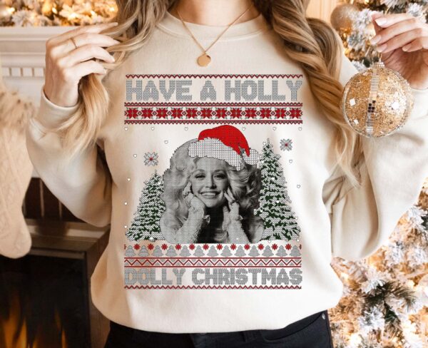 Holly Dolly Christmas Shirt Santa Parton Ugly Sweater