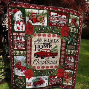 Snowman Blanket Truck Tree Xmas All Roads Lead Home at Christmas