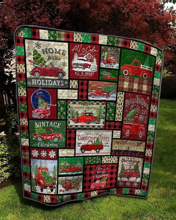 Red Car Christmas Blankets Merry Gift For Family