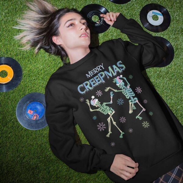 Dancing Skeleton Sweatshirt Merry Creepmas