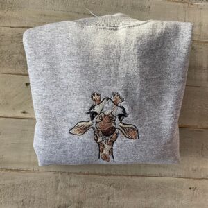 Vintage Embroidered Sweatshirt Cute Giraffe