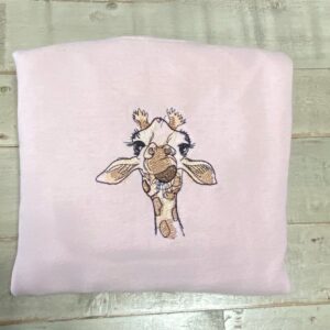 Vintage Embroidered Sweatshirt Cute Giraffe