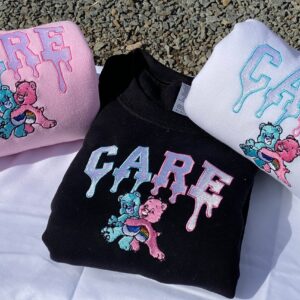 Vintage Embroidered Sweatshirt Inspired Drip Care Cute Bears