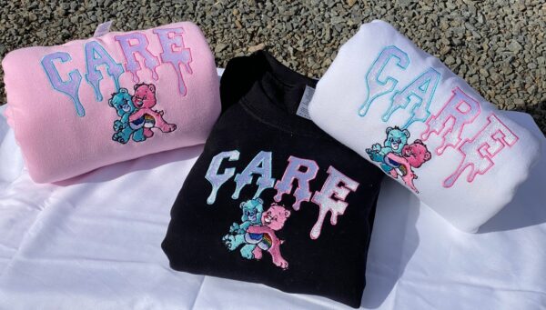 Vintage Embroidered Sweatshirt Inspired Drip Care Cute Bears