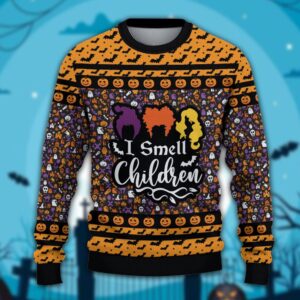 Horror Ugly Sweater Hocus Pocus Movie I Smell Children Gift for Halloween Christmas