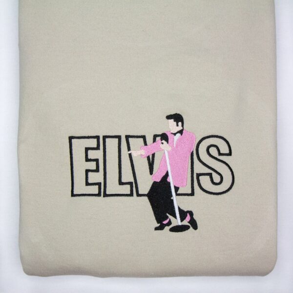 Vintage Embroidered Sweatshirt Elvis Presley In Pink Suit