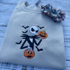 Vintage Embroidered Sweatshirt Inspired Pumpkin King Nightmare Before Christmas