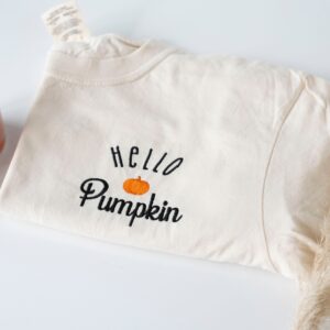 Vintage Embroidered Sweatshirt Inspired Hello Pumpkin Halloween