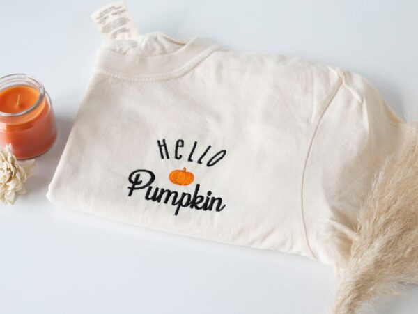 Vintage Embroidered Sweatshirt Inspired Hello Pumpkin Halloween