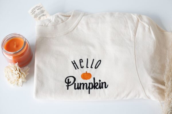 Vintage Embroidered Sweatshirt Inspired Hello Pumpkin Halloween