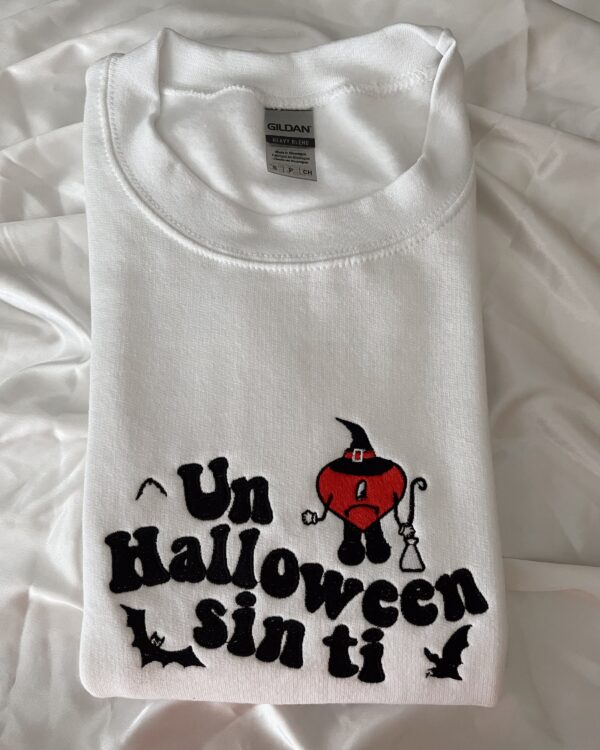 Vintage Embroidered Sweatshirt Un Halloween Sin Ti Bad Bunny