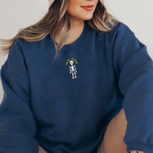 Vintage Embroidered Sweatshirt Inspired Dead Inside Skeleton