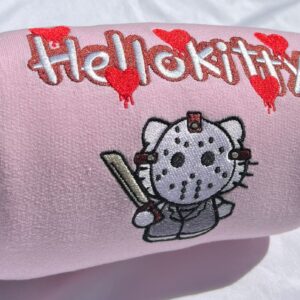 Vintage Embroidered Sweatshirt Jason Hello Kitty Halloween