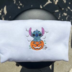 Vintage Embroidered Sweatshirt Inspired Halloween Stitch Pumpkin