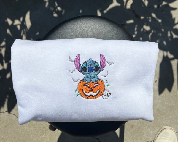 Vintage Embroidered Sweatshirt Inspired Halloween Stitch Pumpkin