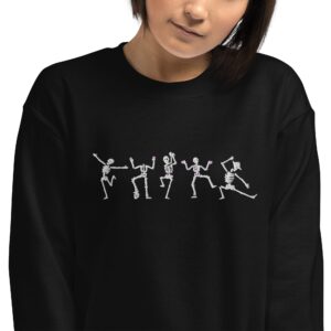 Vintage Embroidered Sweatshirt Skeleton Band Dancing