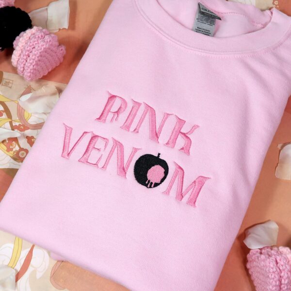 Vintage Embroidered Sweatshirt Pink Venom Blackpink Kpop Gift For Fan