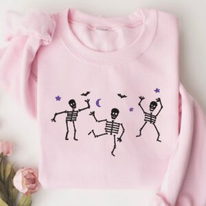 Vintage Embroidered Sweatshirt Embroidered Dancing Skeletons Sweatshirt