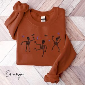 Vintage Embroidered Sweatshirt Embroidered Dancing Skeletons Sweatshirt