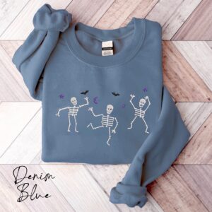 Vintage Embroidered Sweatshirt Embroidered Dancing Skeletons Sweatshirt