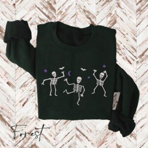 Vintage Embroidered Sweatshirt Embroidered Dancing Skeletons Sweatshirt