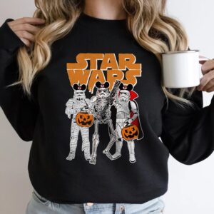 Vintage Disney Halloween Shirt Star Wars Stormtrooper Skeleton Mickey Tee