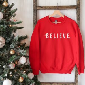 Minimalist Christmas Santa Believe Sweatshirt Hoodie Tee