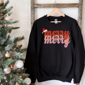 Minimalist Christmas Merry Merry Merry Sweatshirt Hoodie Tee