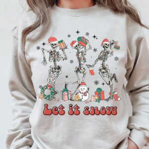 Dancing Skeleton Sweatshirt Hoodie Tee Santa Happy Holiday Xmas