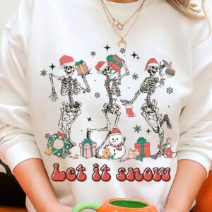 Dancing Skeleton Sweatshirt Hoodie Tee Santa Skeleton Happy Holiday Xmas