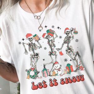 Dancing Skeleton Sweatshirt Hoodie Tee Santa Skeleton Happy Holiday Xmas