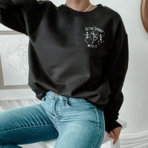 Vintage Embroidered Sweatshirt Gettin' Spooky With It Dancing Skeletons Sweatshirt