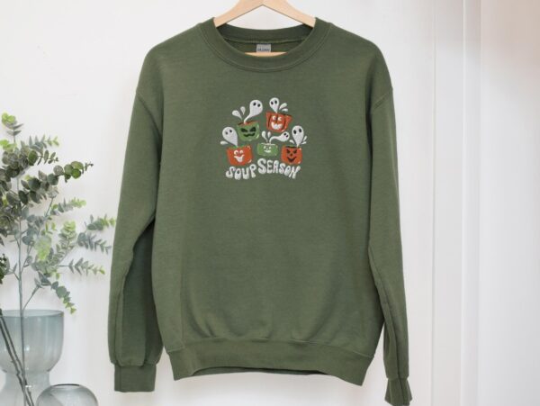 Vintage Embroidered Sweatshirt Inspired Soup Season For Halloween