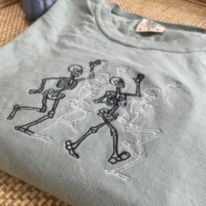 Vintage Embroidered Sweatshirt Shadow Skeleton Dancing Skeletons Sweatshirt