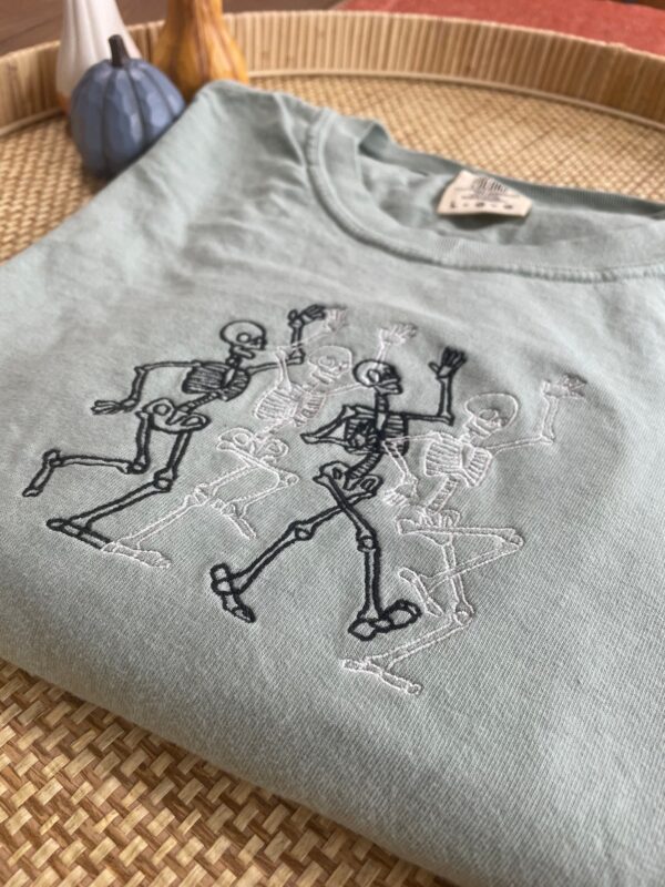 Vintage Embroidered Sweatshirt Shadow Skeleton Dancing Skeletons