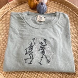 Vintage Embroidered Sweatshirt Shadow Skeleton Dancing Skeletons Sweatshirt