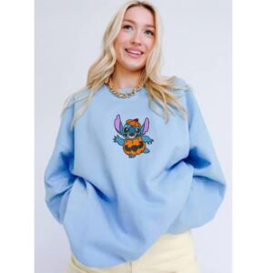 Vintage Embroidered Sweatshirt Inspired Halloween [year] Stitch Pumpkin