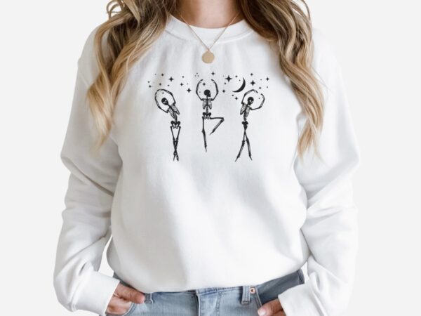 Vintage Embroidered Sweatshirt Under The Starlight Dancing Skeleton